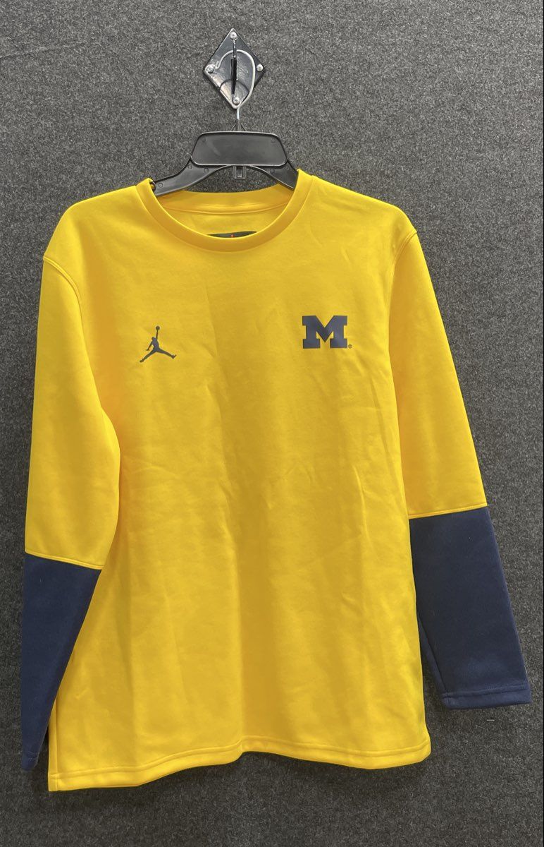 Jordan Men's Michigan Wolverines Yellow Navy Dri-FIT Training Top Sz M