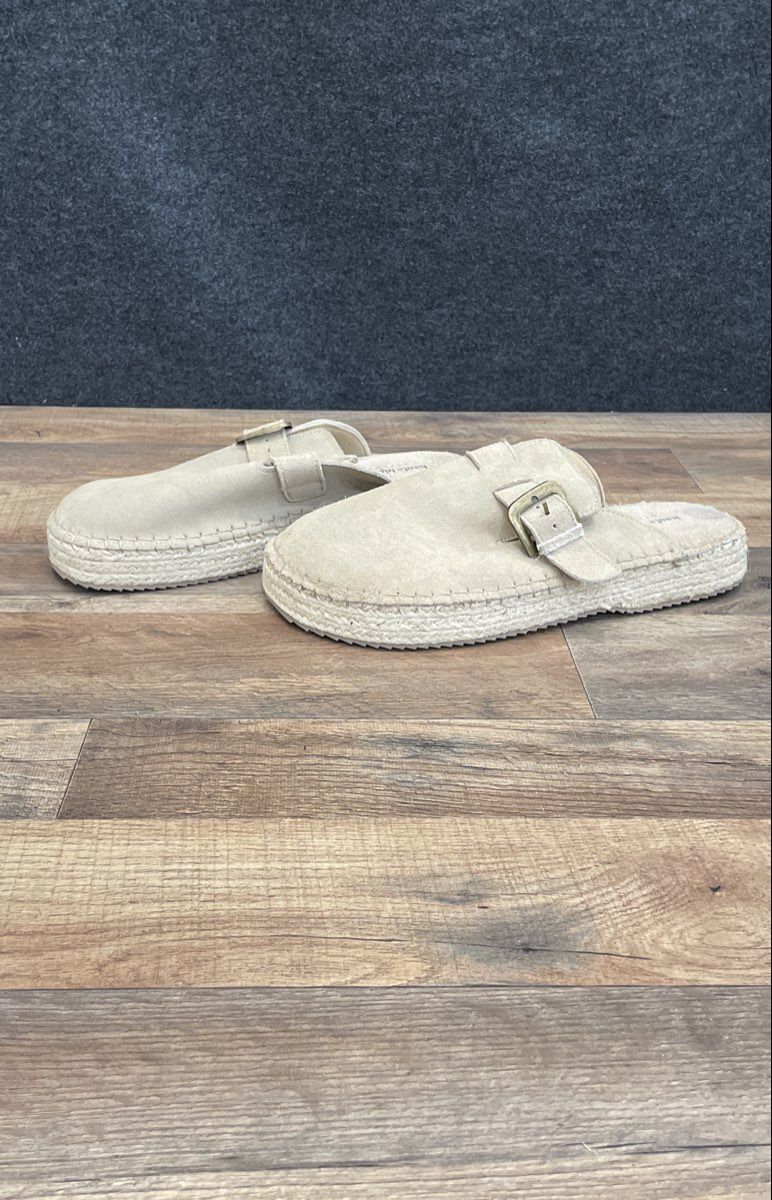 Haute Hippie Style Tan Suede Espadrille Platform Buckle Clogs Size 10M