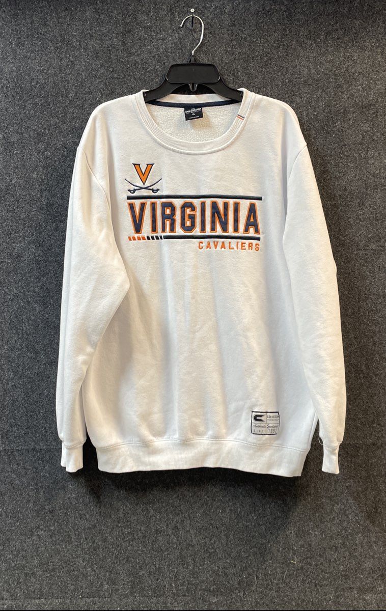 Colosseum Men's Virginia Cavaliers Crewneck Sweatshirt White Embroidered Sz XL