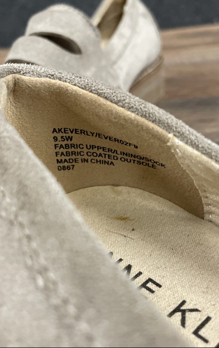 Anne Klein Everly Grey Fabric Suede Penny Loafers Women's Size 9.5W
