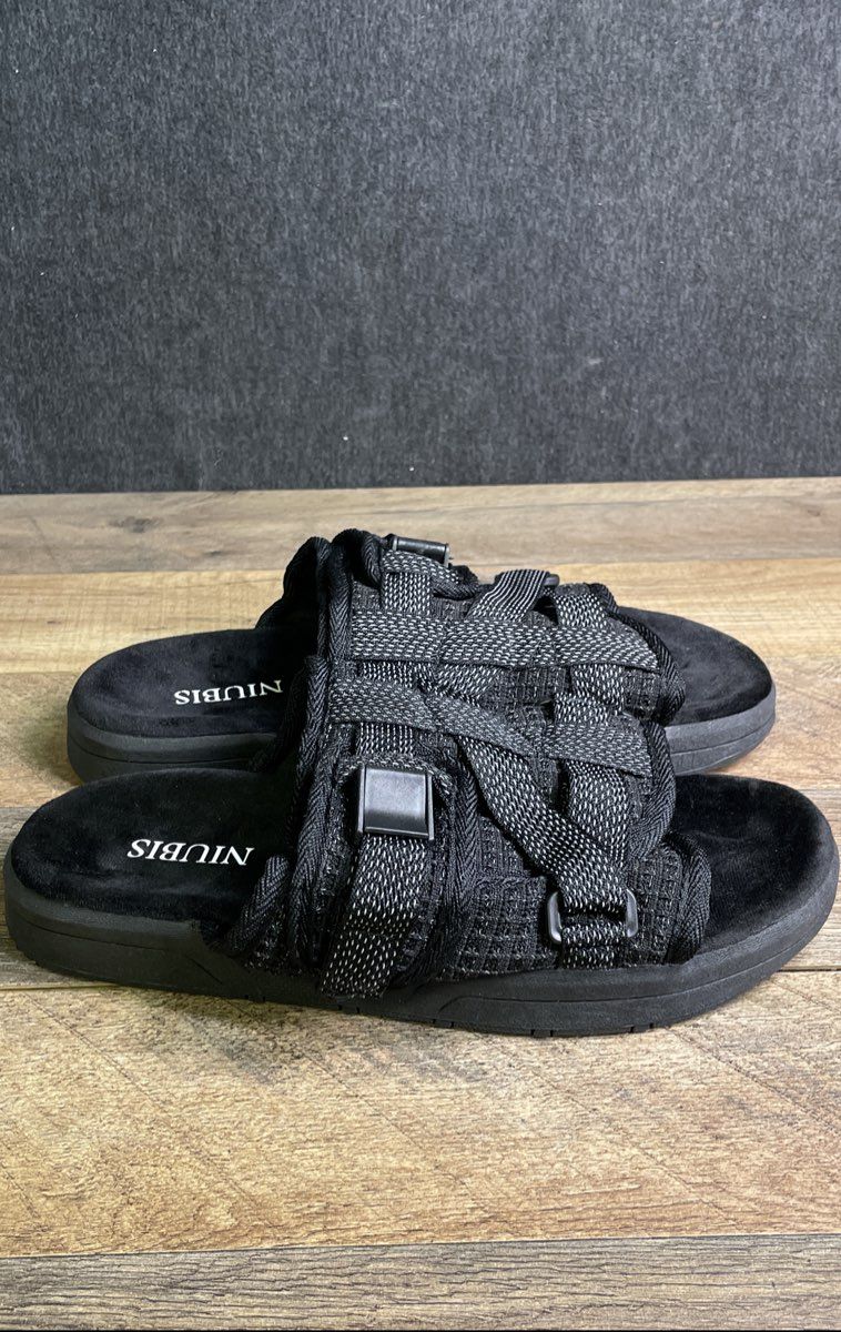 Niubis COBISN Black Woven Buckle Platform Sandal Slides Women's Size 9-10