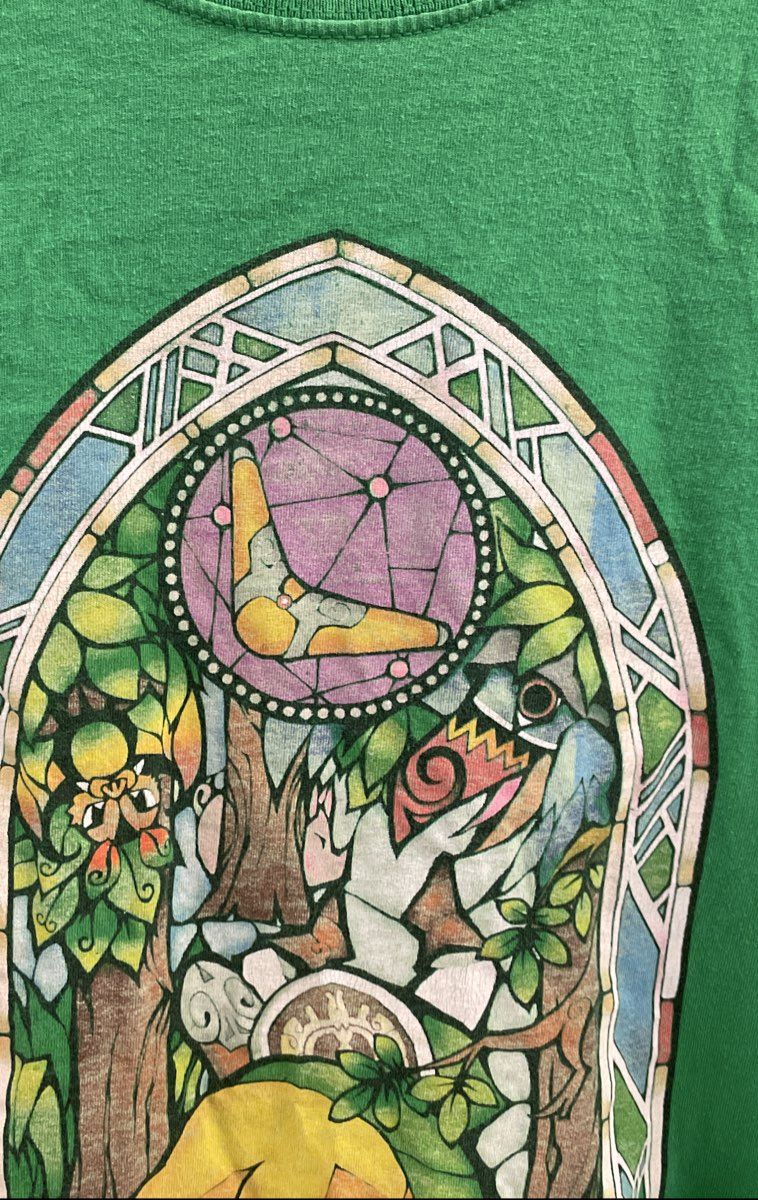 Nintendo Legend of Zelda Men's Green Wind Waker HD Stained Glass T-Shirt Sz L
