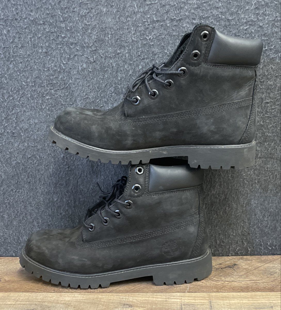 Timberland 6-Inch Premium Waterproof Boot Black Nubuck 12907 Boys Size 7