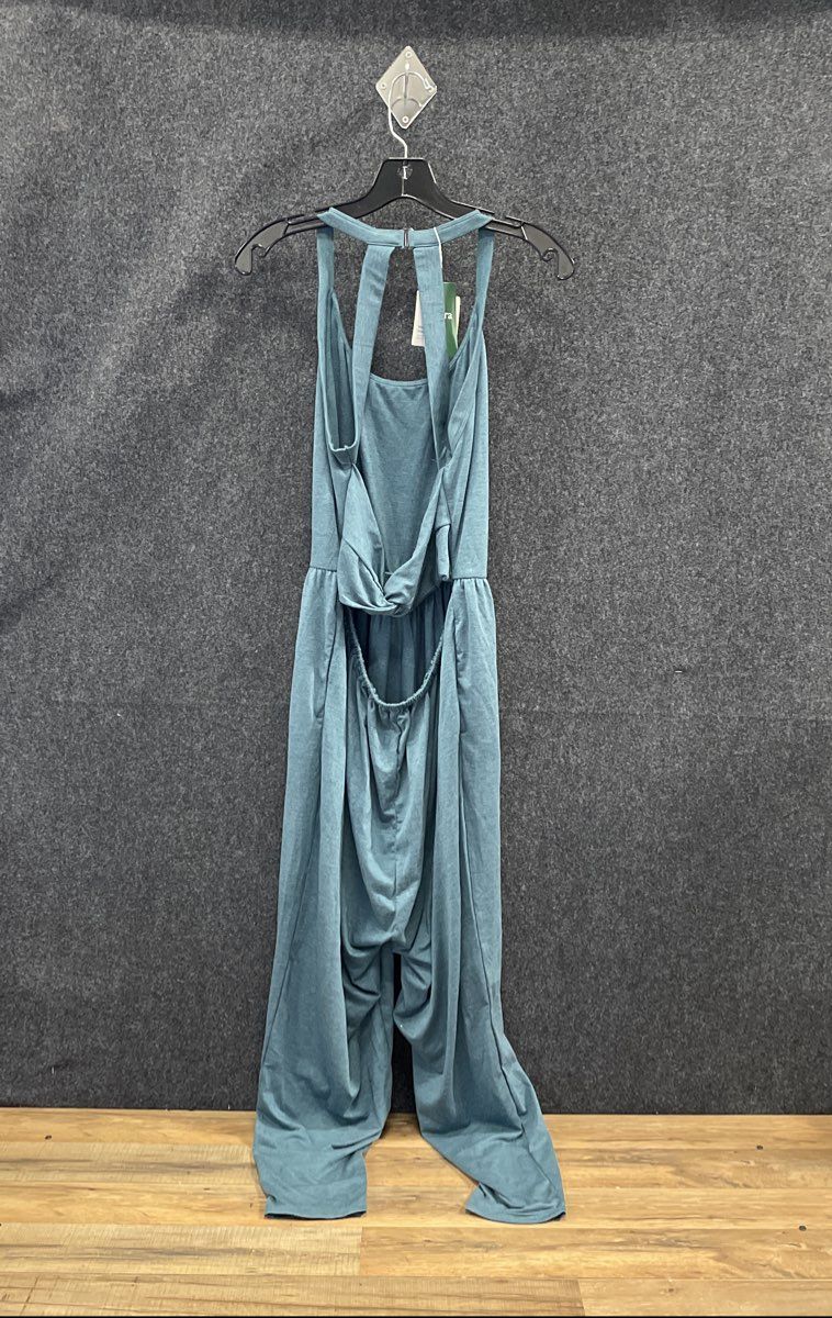 Halara Women's Blue Backless Twisted Wide Leg Yoga Jumpsuit Sz L NWT