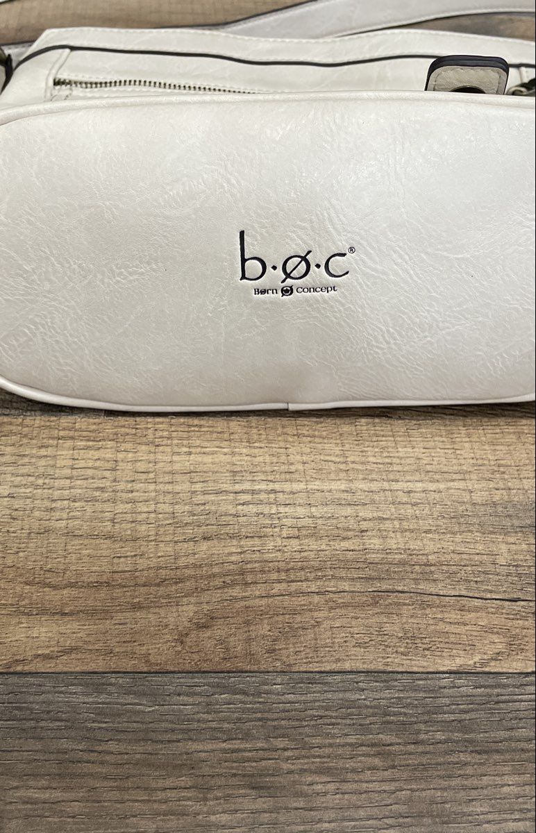 b.o.c. Born Concept Off White Faux Leather Crossbody Bag Brass Hardware