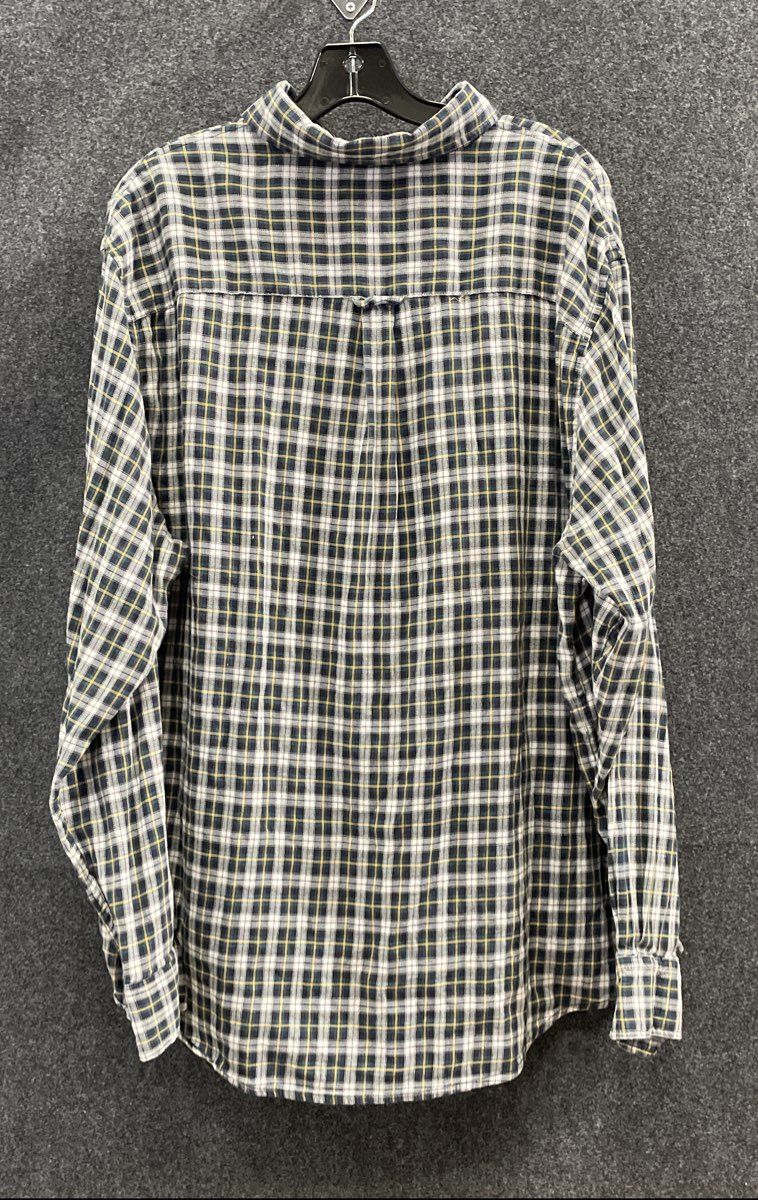 Lands' End Men's Blue Plaid Cotton Rayon Stretch Button Up Shirt Size XXL