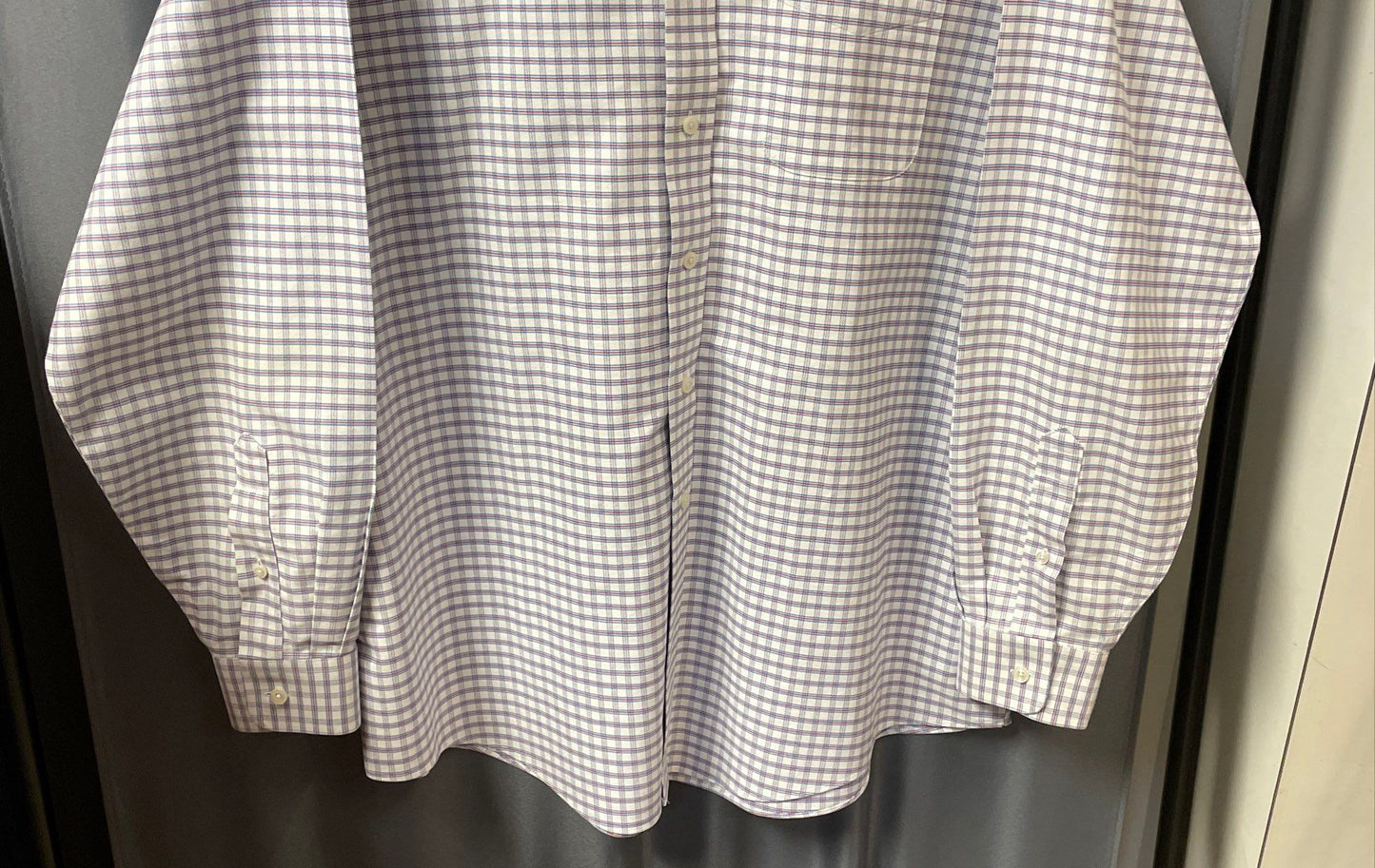 LL Bean Men's Red Blue Plaid Wrinkle Resistant Cotton Dress Shirt Sz 17-35