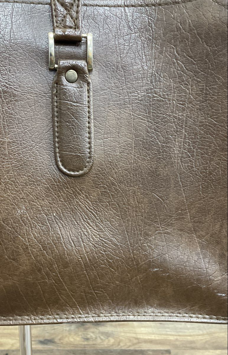 Vintage 90s Brown Faux Leather Multi-Compartment Briefcase Tote 19"