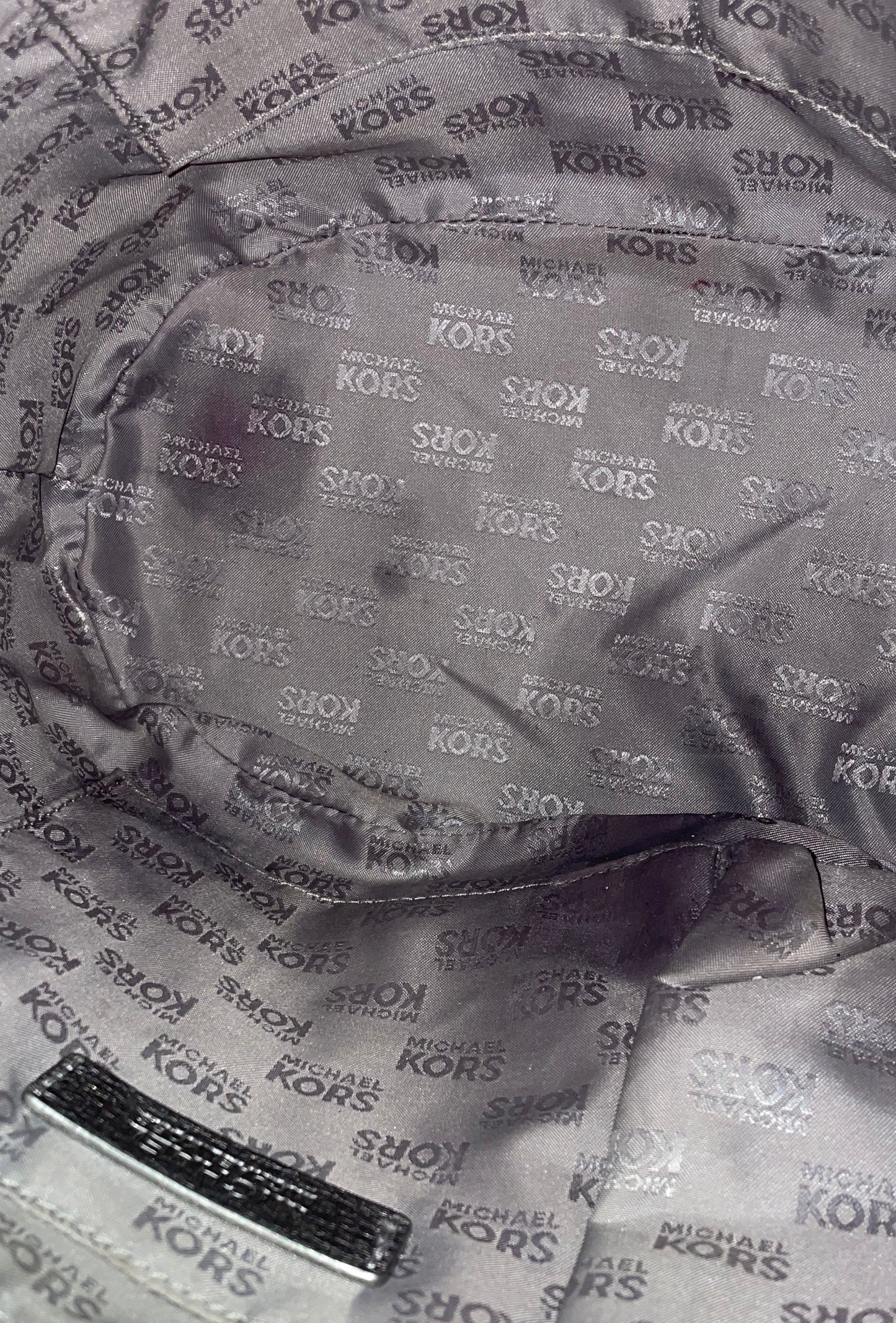 Michael Kors Black Tan MK Signature Jacquard Logo Tote Bag Silver Hardware