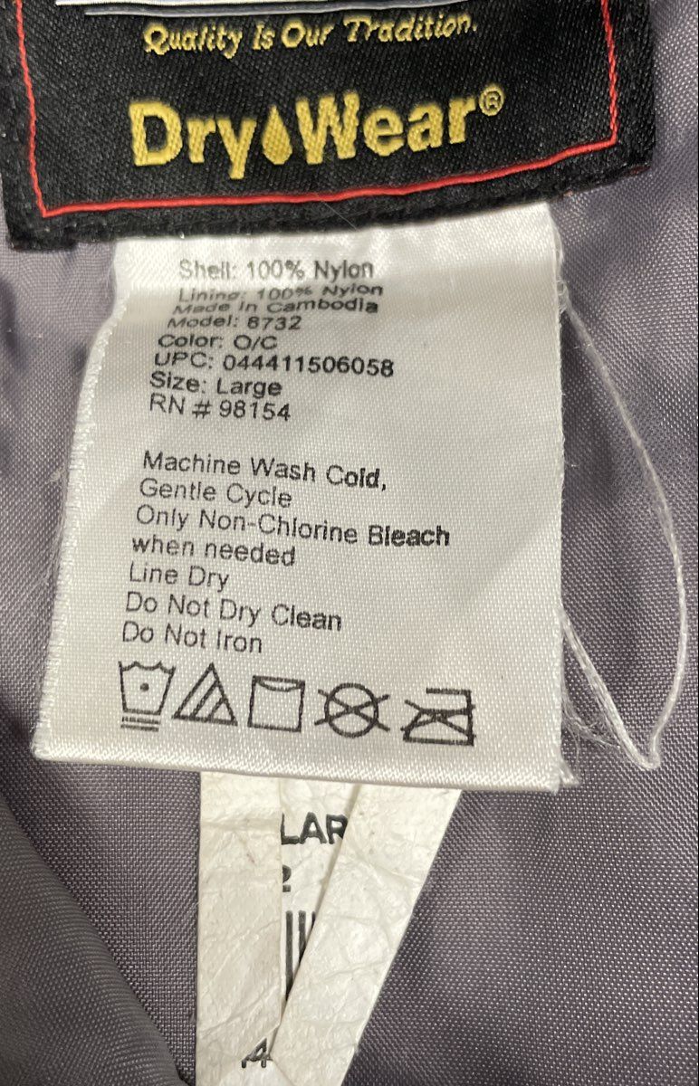 Sterns Men's DryWear Windbreaker Rain Jacket Hooded Orange Gray Size L