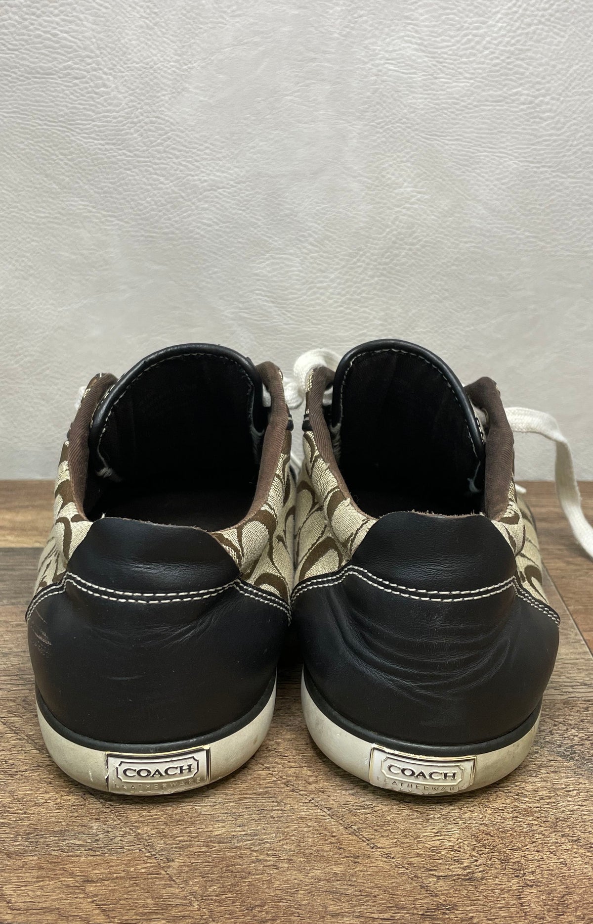 Coach Barrett Khaki Brown Signature C Monogram Sneakers Women's Size 10