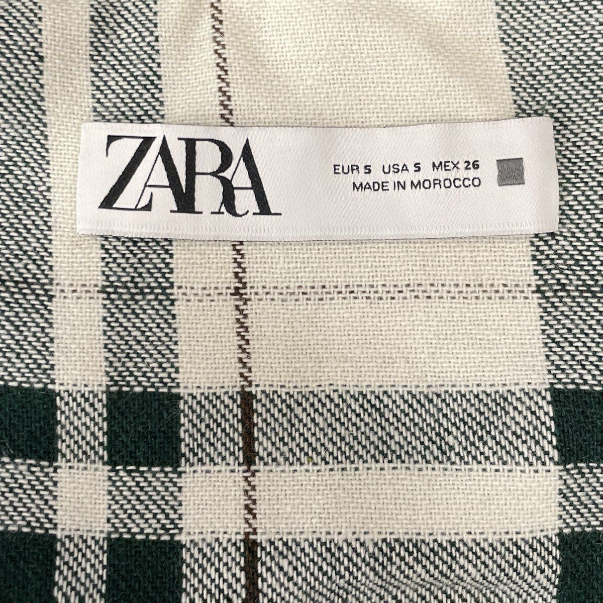 Zara Women's Green White Plaid Cropped Shacket Snap Button Flannel Jacket Sz S