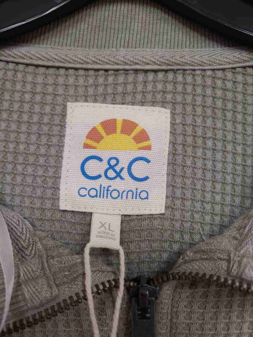 C&C California Women's Gray Waffle Knit Quarter Zip Pullover Shirt NWT Sz XL