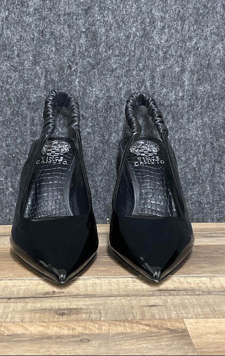 Vince Camuto Tolinnis Black Patent Leather Slingback Pumps Womens Size 7 M