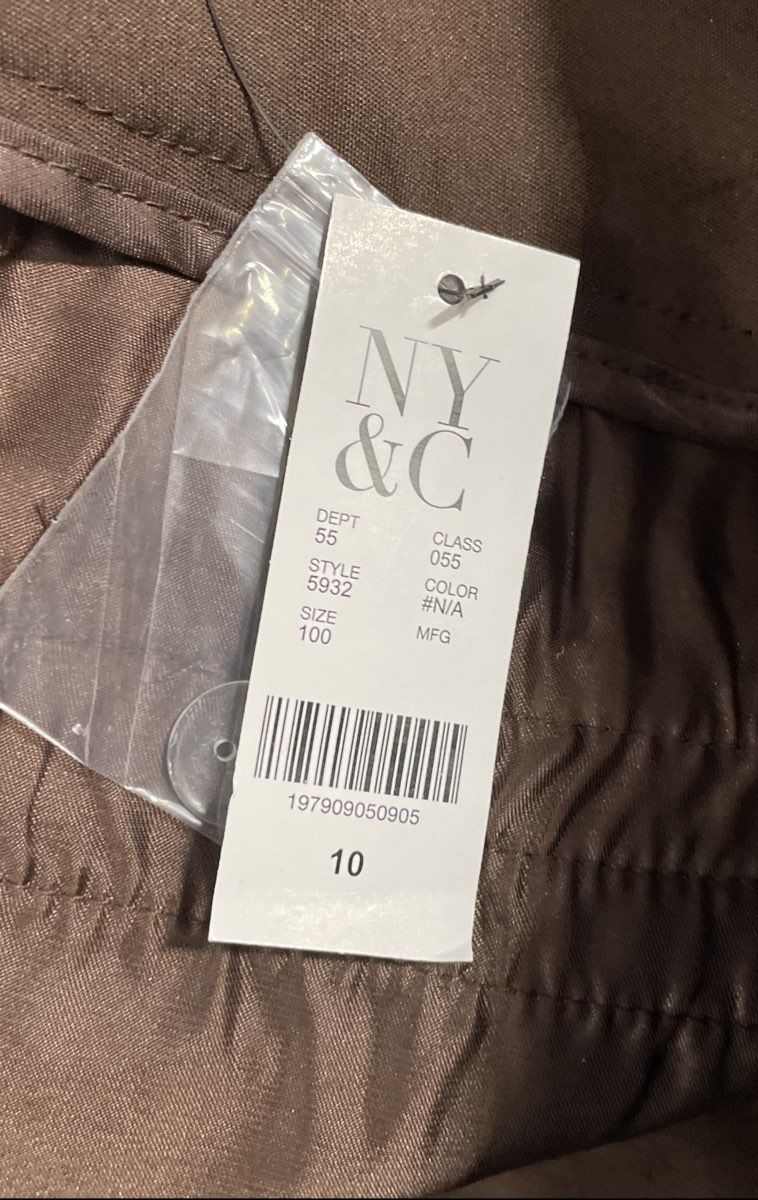 New York & Company Women's Brown Straight Leg Stretch Cotton Blend Pants Sz 10