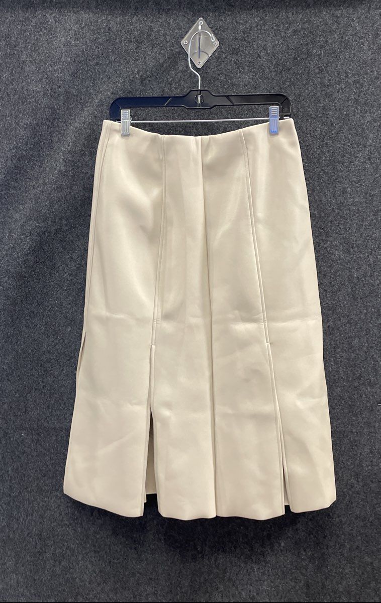 Banana Republic Women's Cream Genuine Leather Button Panelled Skirt Size 10
