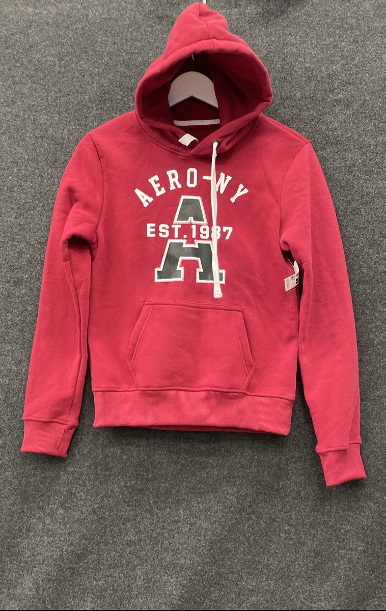 Aeropostale Women's Red Pullover Hoodie Graphic Logo Est 1987 Fleece NWT Sz S