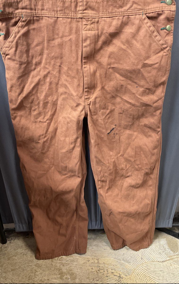 Liberty Duck Cotton Bib Overalls Brown Workwear Carpenter Sz 42x32