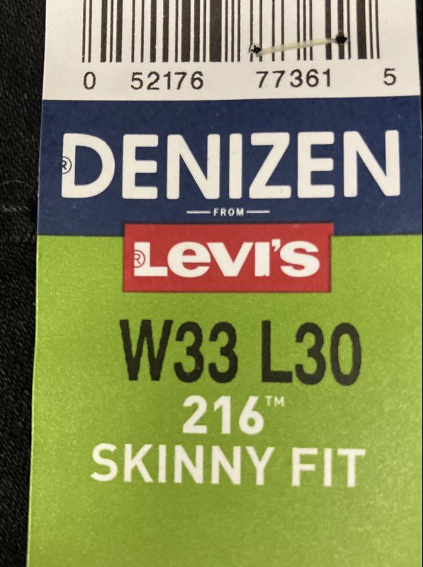 Denizen from Levi's Men's 216 Skinny Fit Black Stretch Jeans Sz 33x30 NWT