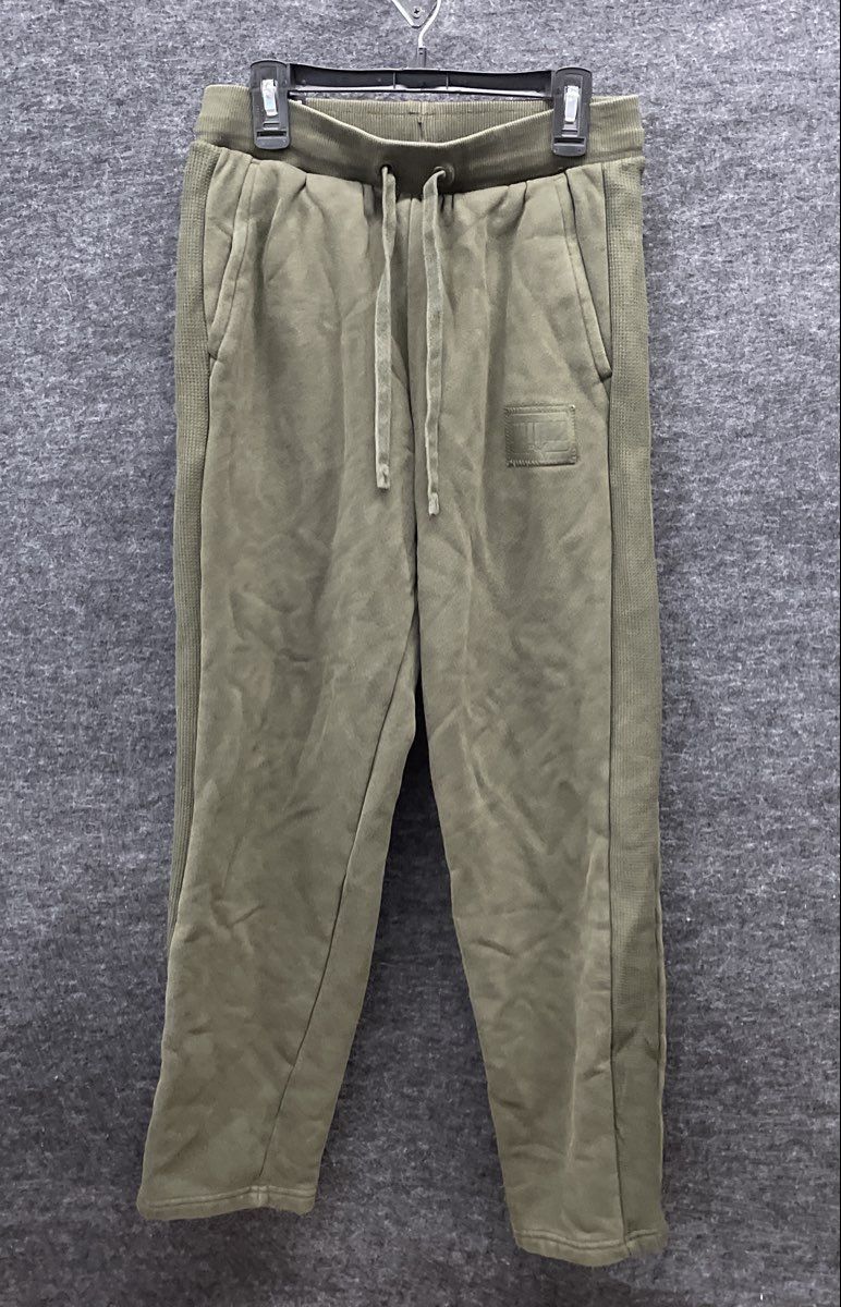 Puma Men's Olive Green Sweatpants Joggers Waffle Knit Side Panels Size S