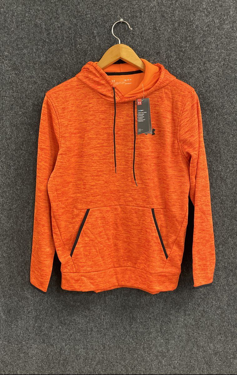 Under Armour Men's Hoodie Orange Heather ColdGear Armour Fleece Pullover NWT M