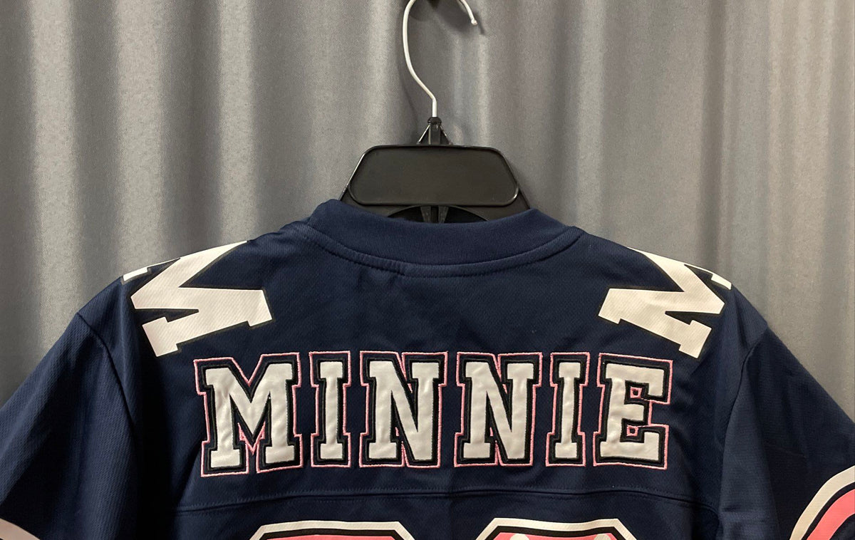 Disney Women's Navy Blue Minnie Mouse 28 Cropped Jersey Sz XS