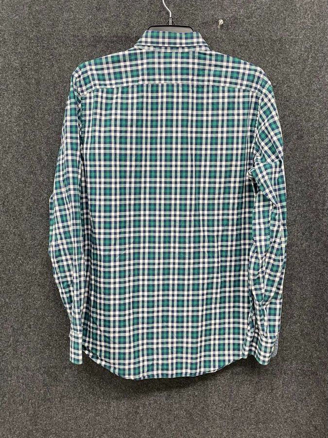 Banana Republic Men's Green Navy Plaid Soft Wash Standard Fit Shirt Size M