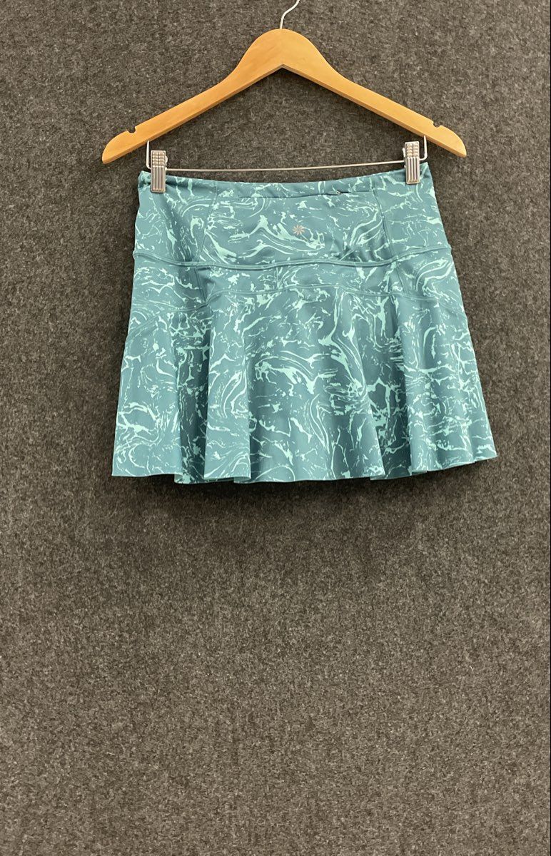 Athleta Women's Ace Printed Tennis Skort 13.5" Teal Marble Pleated Skirt Sz S