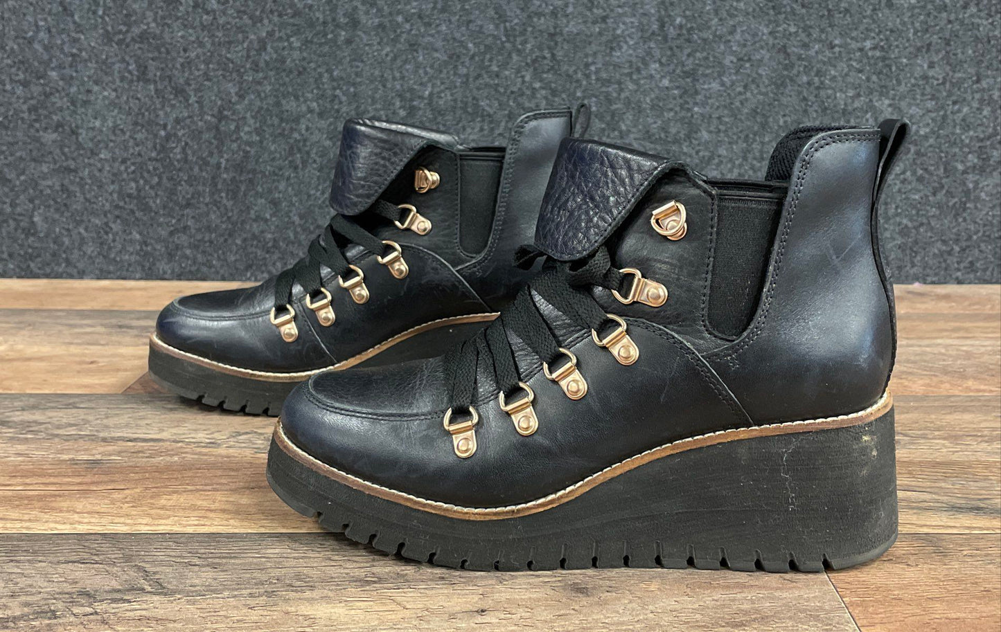 Cole Haan Zerogrand Explorer Hiker Black Leather Boots Women's 8B