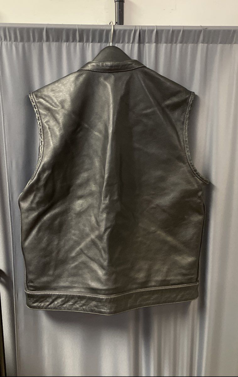 First MFG Co. Men's Black Leather Custom Shop Handmade Motorcycle Vest Sz XL