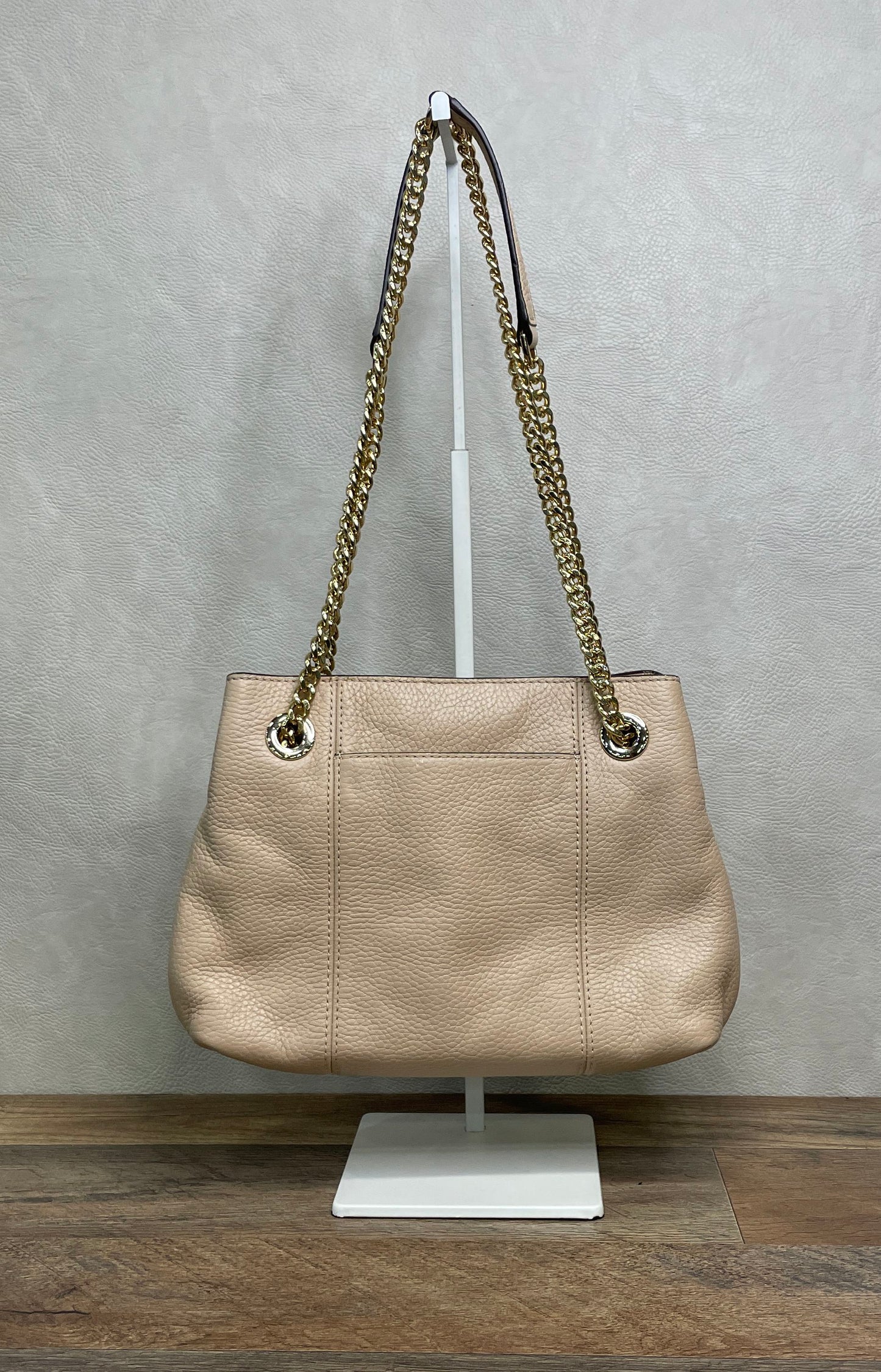 Michael Kors Salmon Pebbled Leather Shoulder Bag Gold Hardware