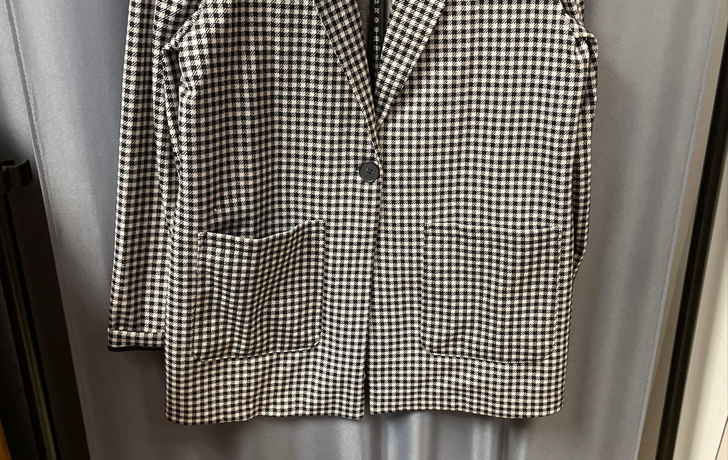 Sanctuary Women's Black White Houndstooth One Button Blazer Patch Pockets Sz S