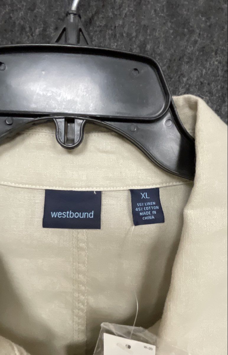 Westbound Women's Beige Linen Cotton Ruffle Hem Shirt Jacket NWT Sz XL