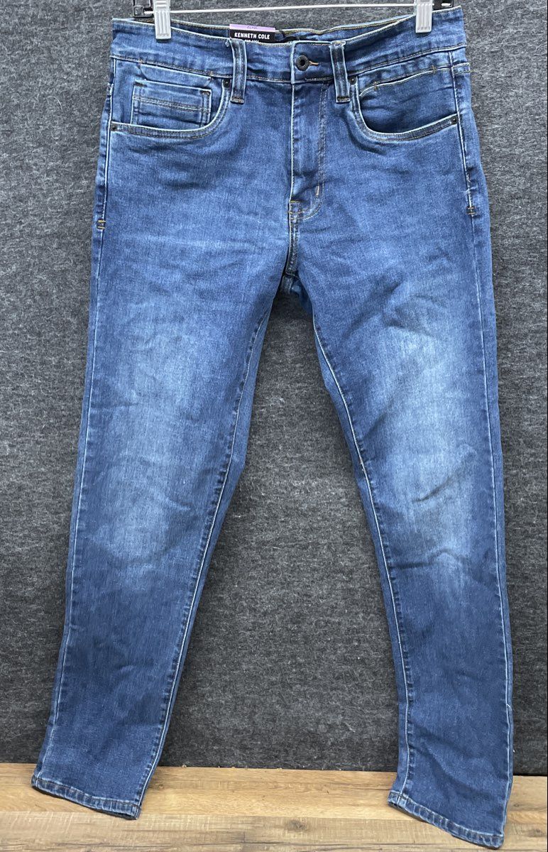 Kenneth Cole Men's Straight Fit Stretch Denim Blue Jeans Size 30x32 NWT