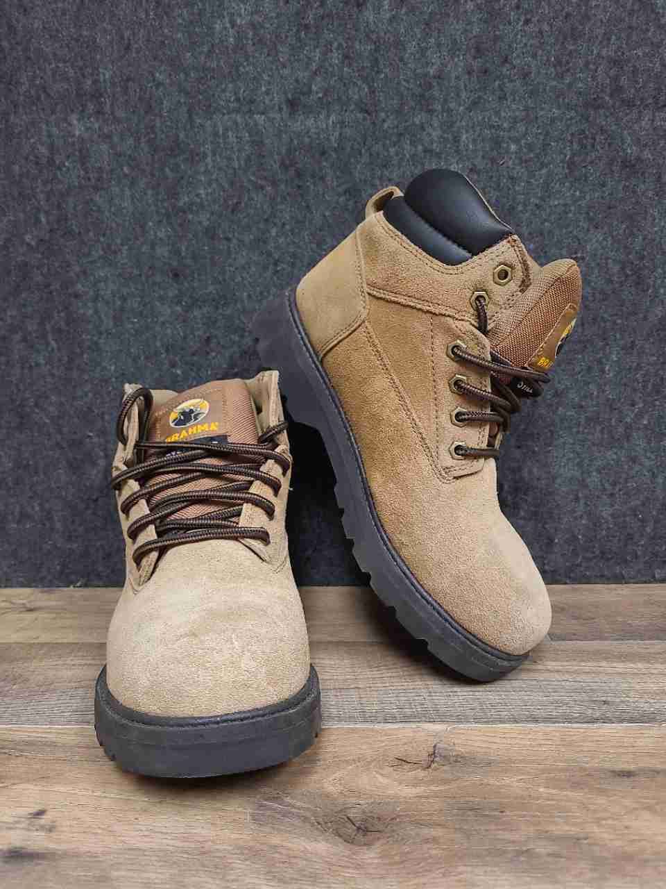 Brahma Steel Toe Waterproof Tan Leather Mid Work Boots Men's Size 9