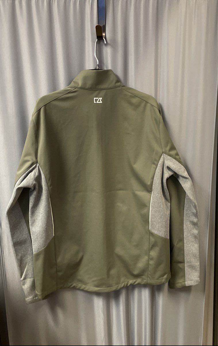 Cutter & Buck Men's Stealth Full Zip Jacket Green Gray Hybrid Mock Neck NWT L
