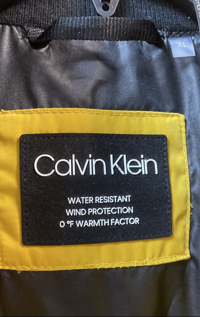 Calvin Klein Men's Yellow Puffer Jacket Water Resistant Wind Protection Sz XL