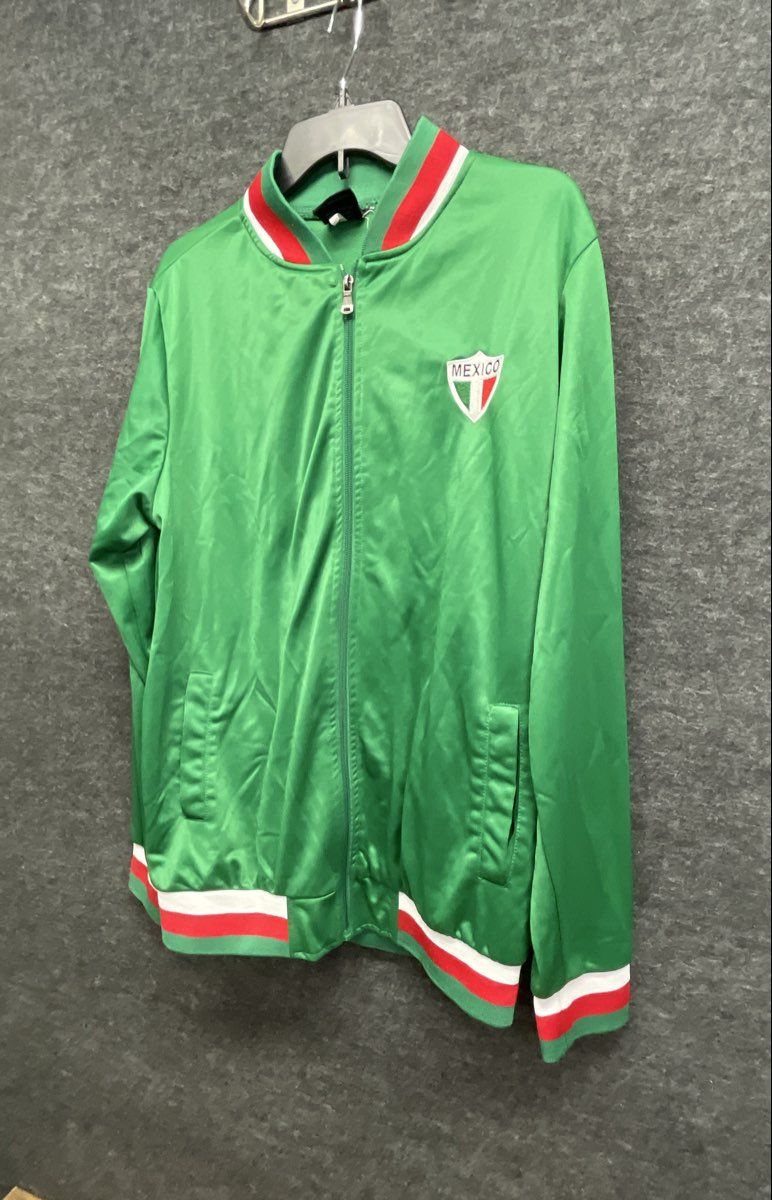 Original Deluxe Mexico Track Jacket Green Full Zip Embroidered Men's Size XL