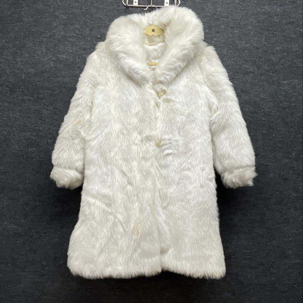 Vintage 80s White Faux Fur Coat Made in USA Quilted Lining Sz 12