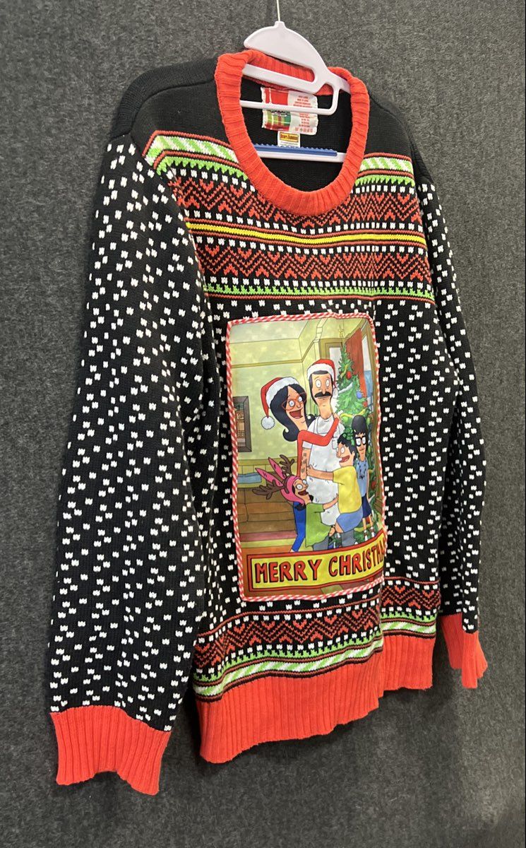 Bob's Burgers Light Up Ugly Christmas Sweater Belcher Family Burger Sz L