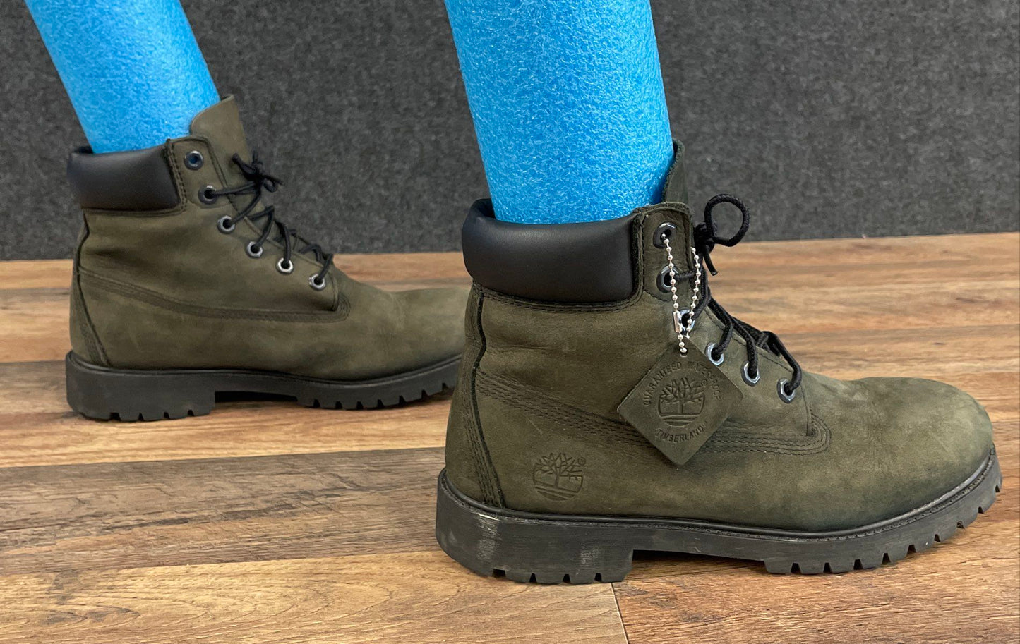 Timberland 6-Inch Premium Waterproof Dark Green Nubuck Boots Boys Size 6.5