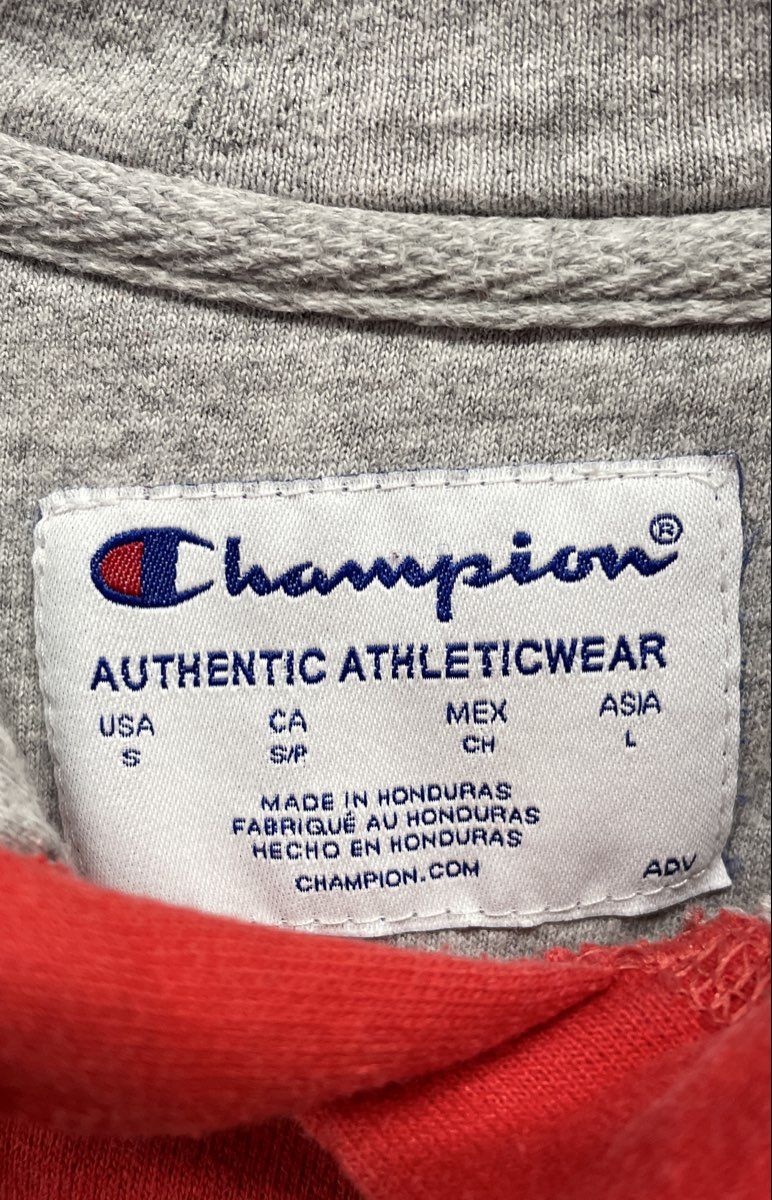 Champion Men's Red Pullover Hoodie Embroidered Logo Sweatshirt Sz S