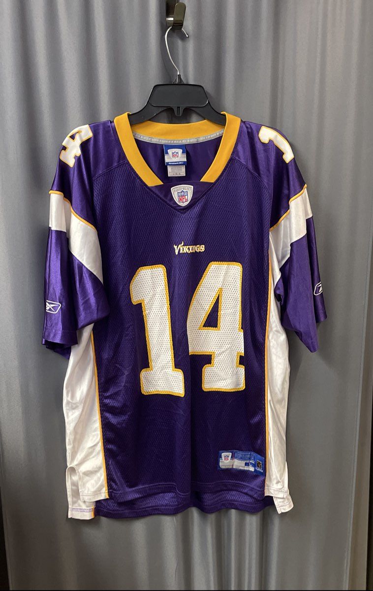 Vintage 2000s Reebok Minnesota Vikings Brad Johnson 14 Jersey Sz L