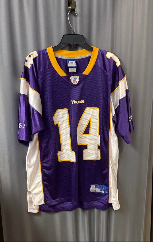 Vintage 2000s Reebok Minnesota Vikings Brad Johnson 14 Jersey Sz L