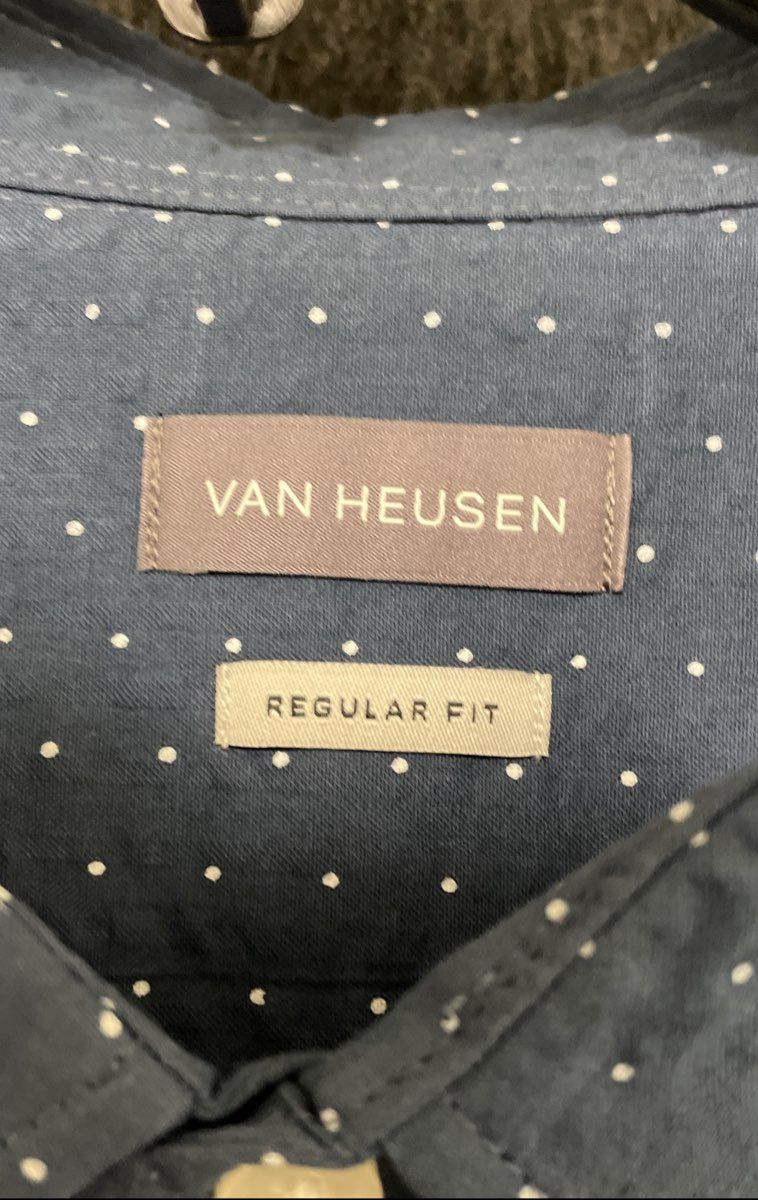 Van Heusen Men's Regular Fit Blue Polka Dot Short Sleeve Cotton Shirt NWT Sz XXL