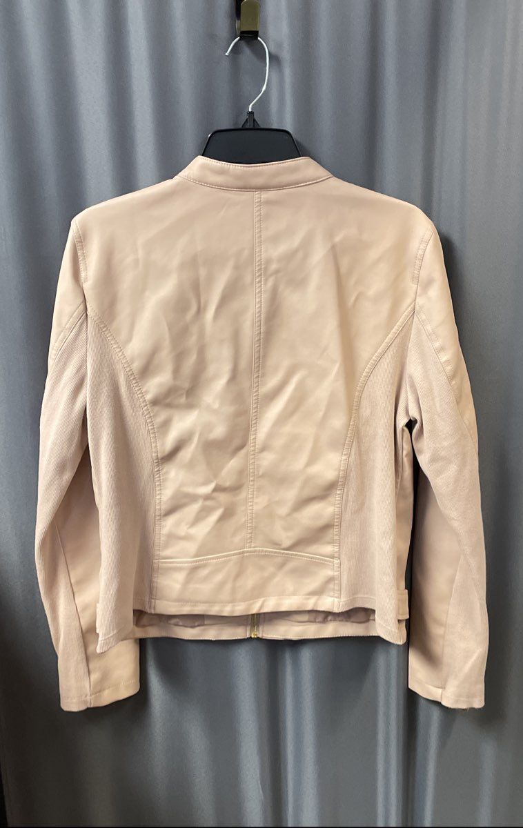 Marc New York Andrew Marc Women's Champagne Faux Leather Moto Jacket NWT Sz L
