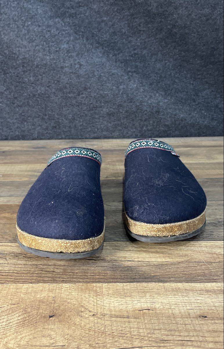 Haflinger Grizzly Navy Blue Boiled Wool Clogs Made in Germany Size EU 43