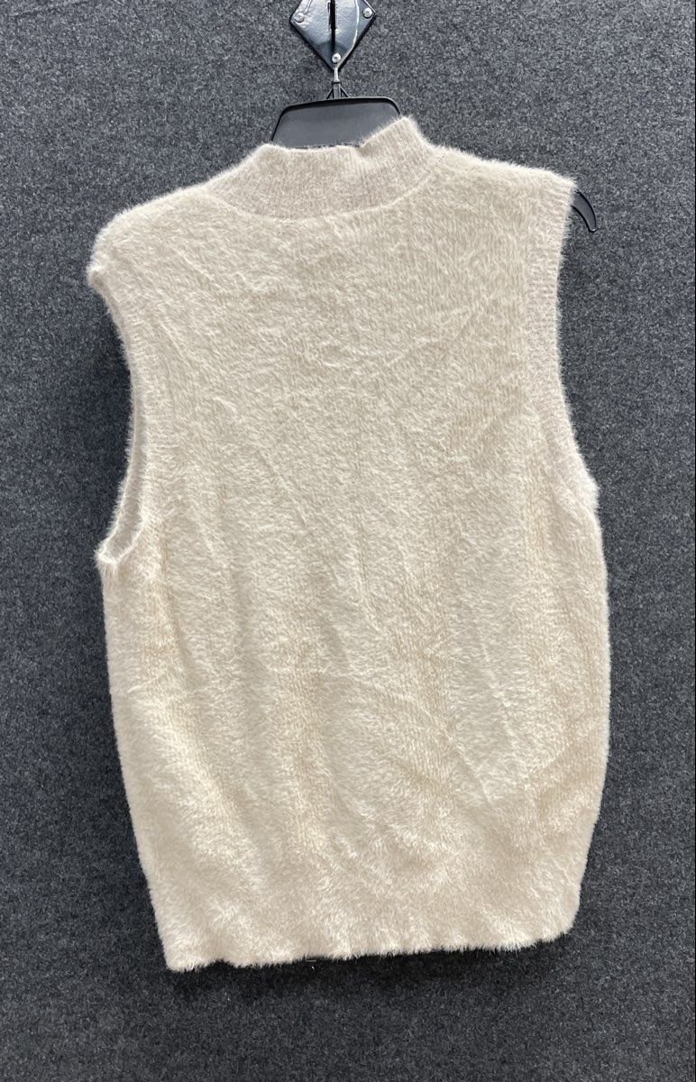 Bailey/44 Women's Cream Mock Neck Sleeveless Fuzzy Sweater Top Size L