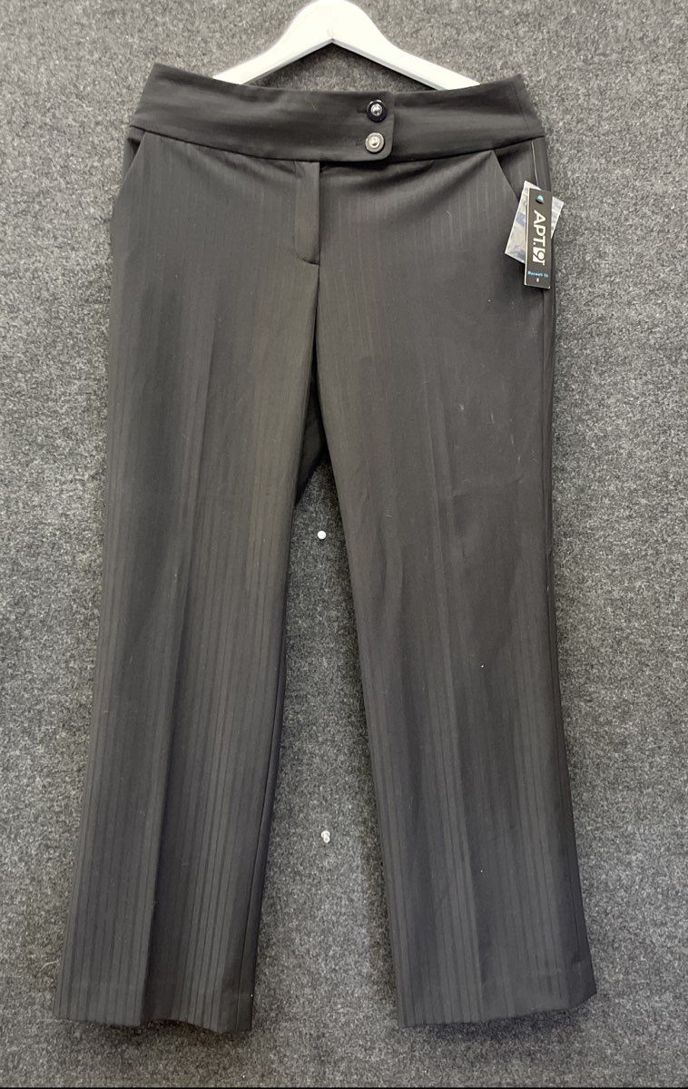 Apt. 9 Women's Black Pinstripe Dress Pants Maxwell Fit NWT Sz 8 Short