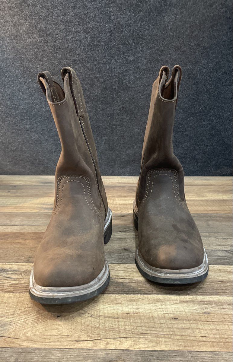 Trail Guide Wellington Dark Brown Leather Pull-On Work Boots Men's Size 8.5 M